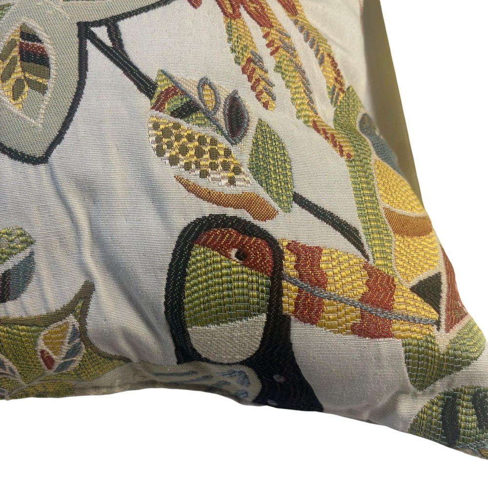 Tropical Bird Tapestry Throw Pillow Cockatoo Toucan Botanical Square Decor Tan - Picture 4 of 10